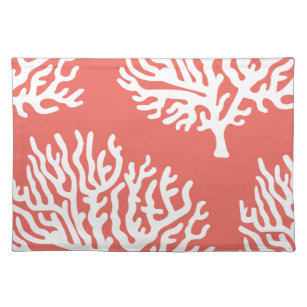 Mantel Individual Coral del mar blanco y rosa costeros del coral