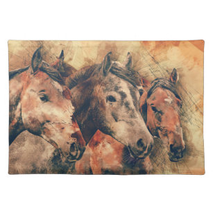 Mantel Individual Cuadros de pintura artística de caballos decorativ