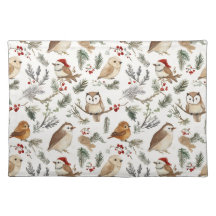 Cuto acuarela Winter Bird and Twig Pattern