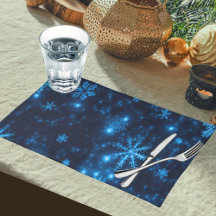 Deep Blue & Bright Snowflakes Tejidos