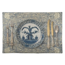 Elegante Alfombrilla de Tela Azul Delft