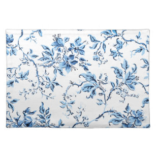 Mantel Individual Elegante floral azul y blanco Delft