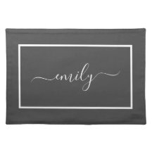 Elegante Gris White Script Name 