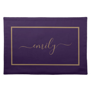 Mantel Individual Elegante Purple Y Gold Name 