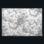 Mantel Individual Elegante Vintage Francés Grabado Floral Toile-Gris<br><div class="desc">Elegante y ornamentado patrón vintage gris y blanco de jouy con flores exóticas, viñas y follaje entrelazados con guirnaldas y canastos de rosas. Este patrón se adaptó a partir de un fragmento textil francés histórico aproximadamente en 1910 en la colección Smithsonian. El patrón es de alta resolución pero no se...</div>