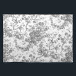 Mantel Individual Elegante Vintage Francés Grabado Floral Toile-Gris<br><div class="desc">Elegante y ornamentado patrón vintage gris y blanco de jouy con flores exóticas, viñas y follaje entrelazados con guirnaldas y canastos de rosas. Este patrón se adaptó a partir de un fragmento textil francés histórico aproximadamente en 1910 en la colección Smithsonian. El patrón es de alta resolución pero no se...</div>