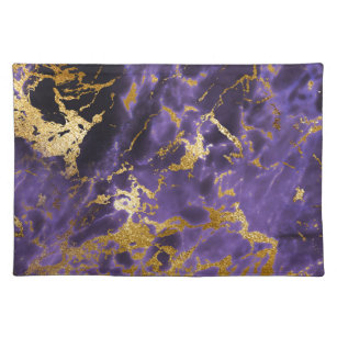 Mantel Individual Falso modelo de mármol negro púrpura del purpurina