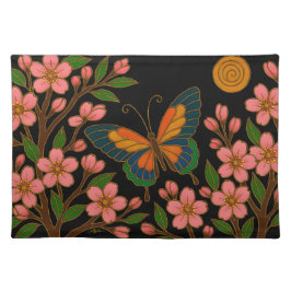 Mantel Individual Flor de Cerezo Luna Mariposa