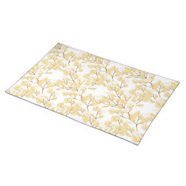 Mantel Individual Flor de gloria blanca dorada