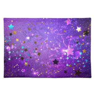 Mantel Individual Fondo de Relieve metalizado púrpura con estrellas