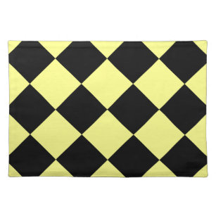 Mantel Individual Grande a cuadros de Diag - negro y amarillo
