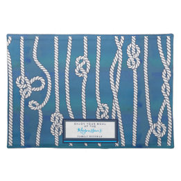 Mantel Individual Hermosa acuarela azul nudos blancos personalizado