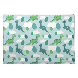 Mantel Individual Huevos de dinosaurio, dinos verdes azules
