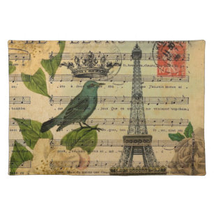 Mantel Individual la música observa la torre Eiffel de París del