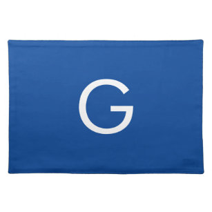 Mantel Individual Letra inicial monograma azul estilo moderno