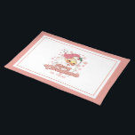 Mantel Individual Merry Christmas Retro Typography Santa Gorra Rosa<br><div class="desc">Feliz Navidad,  tipografía retro rosa con un santa claus con un gorra rosa.</div>