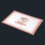 Mantel Individual Merry Christmas Retro Typography Santa Gorra Rosa<br><div class="desc">Feliz Navidad,  tipografía retro rosa con un santa claus con un gorra rosa.</div>