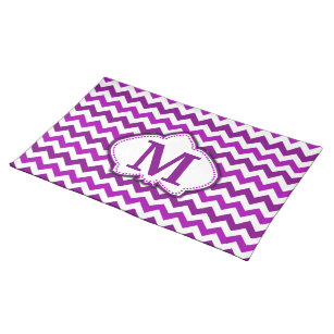 Mantel Individual Monograma personalizado de Chevron Púrpura Orquíde
