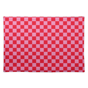 Mantel Individual Naranja rosa de patrón de comprobación de tablero 
