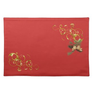Mantel Individual Para la mesa de Navidad en color rojo y dorado