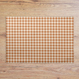 Mantel Individual Patrón de cuadros gingham naranja quemada de otoño