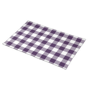 Mantel Individual Patrón de Gingham púrpura y blanca
