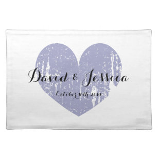 Mantel Individual Personalizado lavanda boda de corazón púrpura