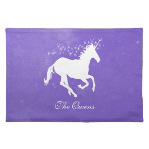 Mantel Individual Púrpura Unicornio Personalizado de la Colcha