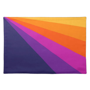 Mantel Individual Rayas retro diagonales púrpura y naranja