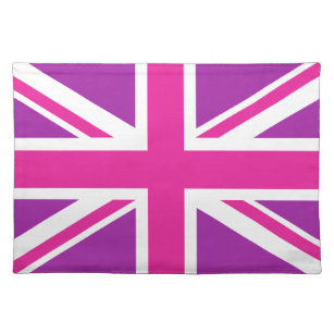 Mantel Individual Rosa, púrpura y blanco de la bandera de Union Jack