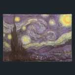 Mantel Individual Vincent van Gogh - Noche Starry<br><div class="desc">Noche estrellada (1889) de Vincent van Gogh es una pintura vintage de la naturaleza del paisaje artístico de arte fino. Vista de una ciudad en un valle por la noche con nubes girando, las estrellas brillando y una hermosa luna dorada de media luna amarilla. Se pintó durante el día desde...</div>