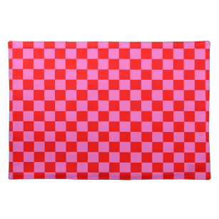 Mantel Individual Viñeta de tablero de ajedrez rosa y rojo