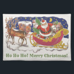 Mantel Individual Vintage Christmas, Jolly Santa Claus con Sleigh<br><div class="desc">Diseño de vacaciones de Navidades de ilustracion de época del clásico libro de cuentos para niños "Fue la noche antes que los Navidades". Este diseño presenta a un alegre Santa Claus con su burla en el trineo de los juguetes que saca su equipo de renos. Santa está a punto de...</div>