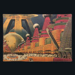 Mantel Individual Vintage Science Ficción Futurista City Volador Aut<br><div class="desc">Imagen de ficción de ilustracion de viajes y transporte con historietas clásicas retro de ciencia ficción en un entorno urbano con una ciudad del futuro. Los edificios arquitectónicos tienen forma de conos y los vehículos vuelan en el cielo como pájaros mientras las multitudes se mueven a través de la metrópolis....</div>