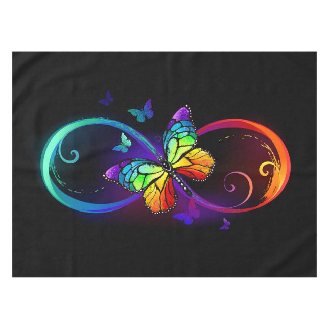 Mantel Infinidad vibrante con mariposa arco iris sobre ne (Frente (Horizontal))