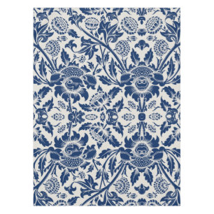 Mantel Intrincado patrón floral azul sobre fondo claro