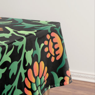 Mantel Intrincado patrón floral con hojas verdes
