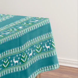 Mantel Invierno Turquesa y Verde Navidad Fair Isle