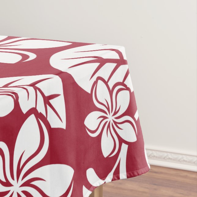 Mantel ISLAND PLUMERIA (CARDINAL RED) Tablecloth (In Situ)