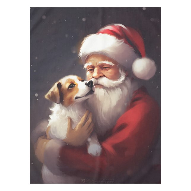 Mantel Jack Russell Con Navidades festivos de Santa Claus (Anverso)