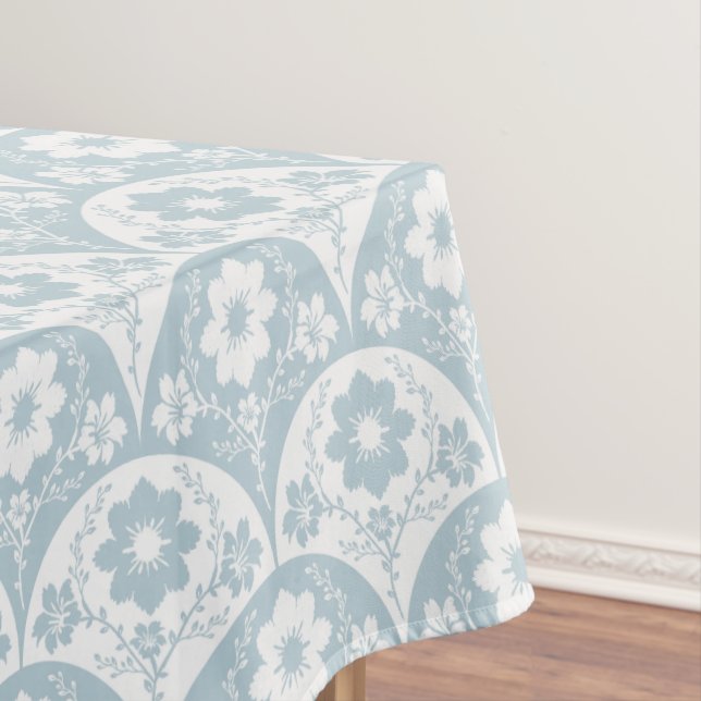 Mantel Japanese Floral Pattern in Soft Blue and White (In Situ)