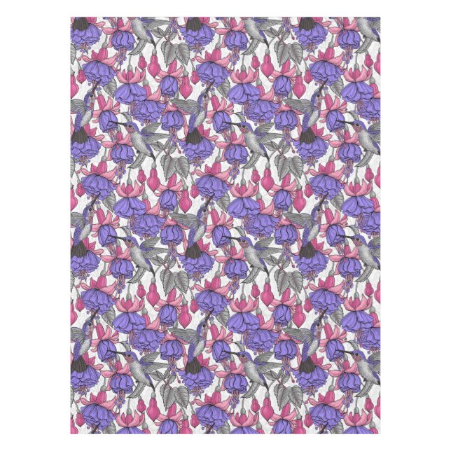 Mantel Jardín de colibrís en melrosa y rosa (Anverso)