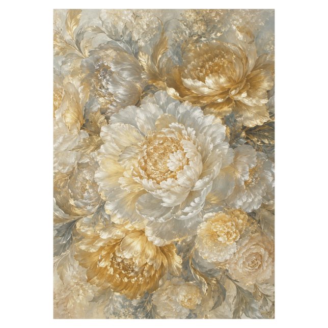 Mantel Jardín de Marfil Dorado (Anverso)