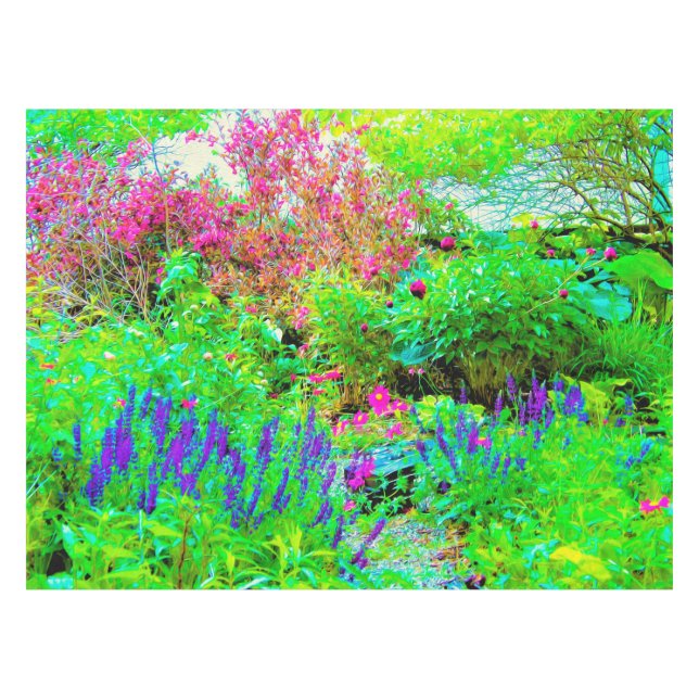 Mantel Jardín de primavera verde con peonías (Frente (Horizontal))