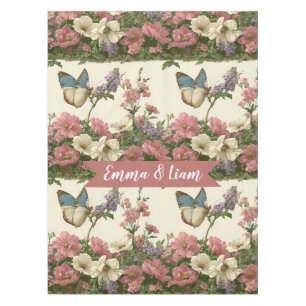 Mantel Jardín Floral de Mariposas de Primavera Vintage pa