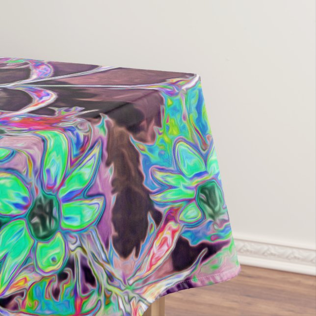 Mantel Jardín púrpura con flores acuamarinas psicodélicas (In Situ)