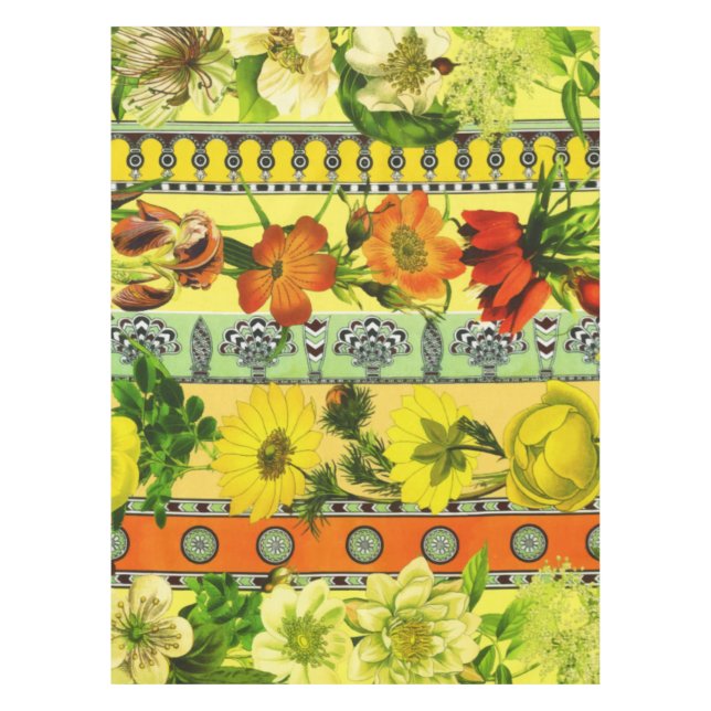 Mantel Jardín Vintage Amarillo Floral Botánico (Anverso)