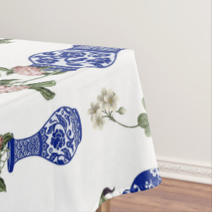 Mantel Jarrón azul de chinoiserie y flores 