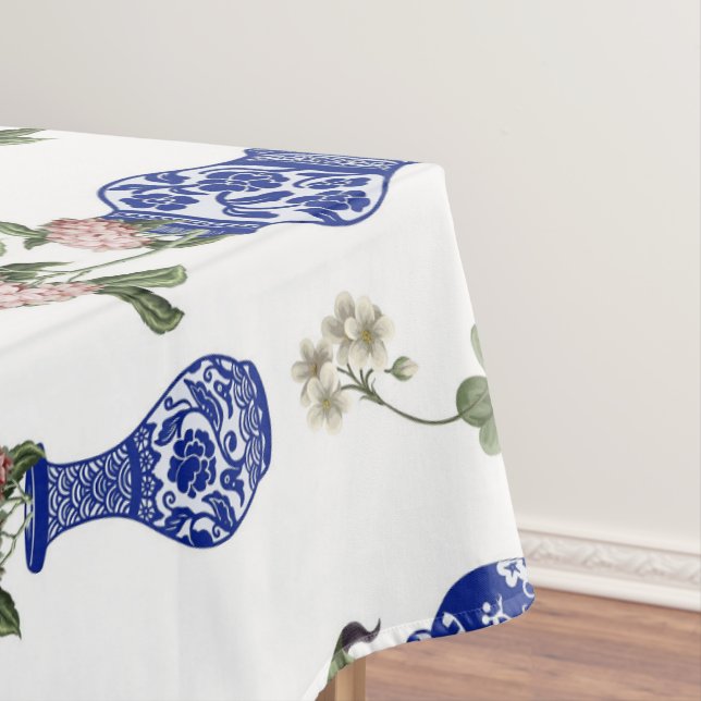 Mantel Jarrón azul de chinoiserie y flores  (In Situ)