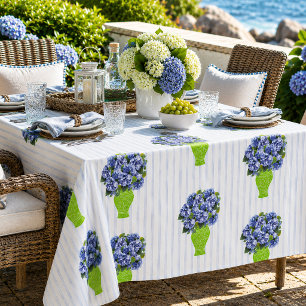 Mantel Jarrón Floral Costero de Hortensia Azul Monograma